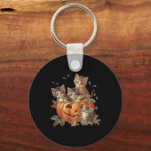 Pompoen  90s Cat Retro Halloween Sleutelhanger (Voorkant)