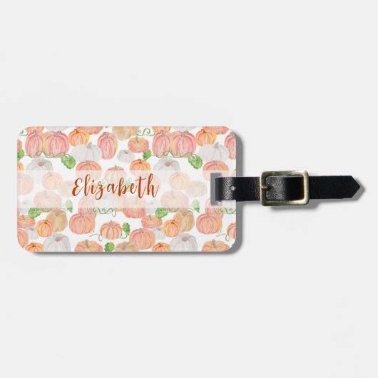 pompoen aangepaste naam herfst bagagelabel (Voorkant horizontaal)