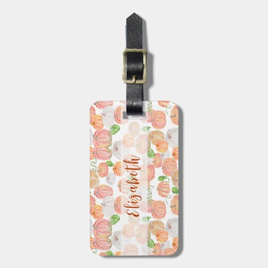 pompoen aangepaste naam herfst bagagelabel (Voorkant verticaal)