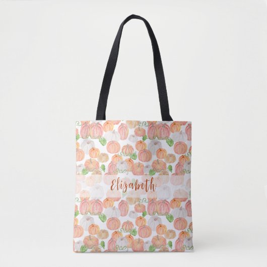 pompoen aangepaste naam herfst tote bag (Voorkant)