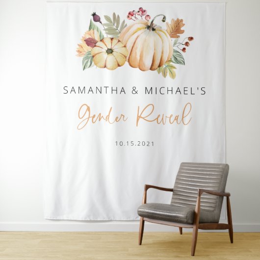 Pompoen Achtergrond, Herfst Geslacht Reveal Achter Wandkleed (In situ)