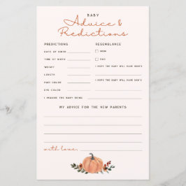 Pompoen Advies en Voorspellingen Baby Shower Spel