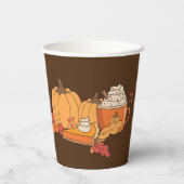 Pompoen Alles Thanksgiving Bruin Papier Cup Papieren Bekers (Achterkant)