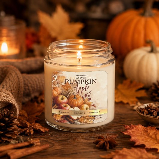 Pompoen Appel Herfst Kaars Label | Gezellige Herfs