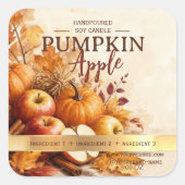 Pompoen Appel Herfst Kaars Label | Gezellige Herfs (Voorkant)