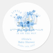 Pompoen Aquarel Strik Baby Jongen Shower Ronde Sticker (Voorkant)
