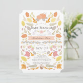 Pompoen Autumn Foliage Floral Baby shower Kaart (Staand voorkant)