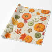 Pompoen Autumn Gift Wrap Paper | Herfst Seizoen Gi Cadeaupapier (Uitgerold)