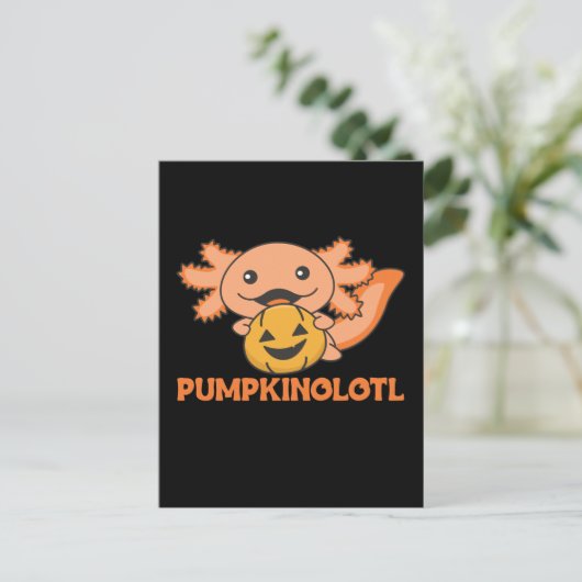 Pompoen Axolotl houdt van leuke dieren voor Hallow Feestdagenkaart (Staand voorkant)