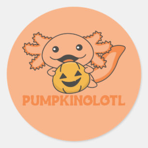 Pompoen Axolotl houdt van leuke dieren voor Hallow Ronde Sticker