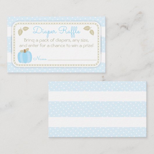 Pompoen Baby Boy Douche Luier Raffle Ticket (Voorkant / Achterkant)