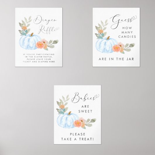 Pompoen Baby Boy Douche Spelletjes Favorieten Post Muurkunst Sets (Voorkant)