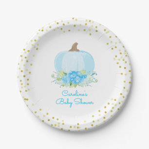 Pompoen Baby Boy Shower Waterverf Floral Papieren Bordje
