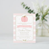 pompoen baby meisje roze Baby shower uitnodiging (Staand voorkant)