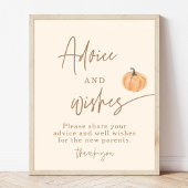 Pompoen Baby shower Advies en Wishes Kaarten Poster