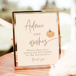 Pompoen Baby shower Advies en Wishes Kaarten Poster