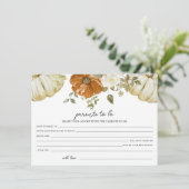 Pompoen Baby shower Advies voor de Ouders Kaart (Staand voorkant)