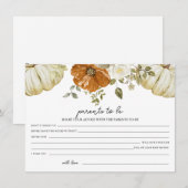 Pompoen Baby shower Advies voor de Ouders Kaart (Voorkant / Achterkant)