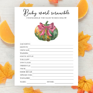 Pompoen baby shower Baby woord scramble spel