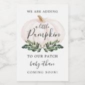 Pompoen Baby shower Baby Zwangerschapsaankondiging Wijn Etiket (Enkel label)