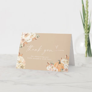 Pompoen Baby Shower Bedankkaart, Boho Herfst Baby Bedankkaart