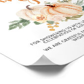 Pompoen Baby shower Bedankt Teken Poster (Hoek)