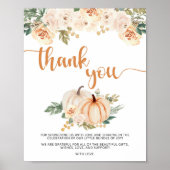 Pompoen Baby shower Bedankt Teken Poster (Voorkant)