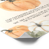 Pompoen Baby shower Bedankt Teken Poster