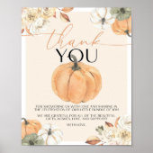 Pompoen Baby shower Bedankt Teken Poster