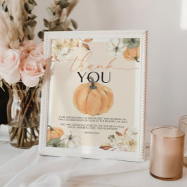 Pompoen Baby shower Bedankt Teken Poster