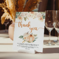 Pompoen Baby shower Bedankt Teken