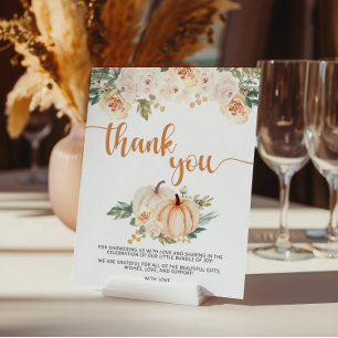 Pompoen Baby shower Bedankt Teken Poster