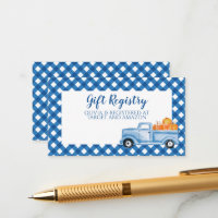 Pompoen Baby shower blauw Plaid Truck Gift Registr