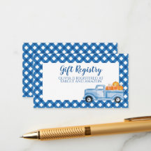 Pompoen Baby shower blauw Plaid Truck Gift Registr