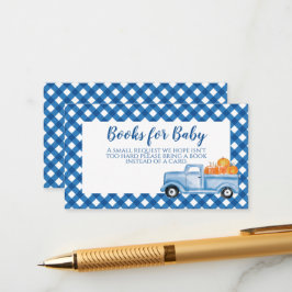 Pompoen Baby shower blauw Truck boeken voor baby Informatiekaartje