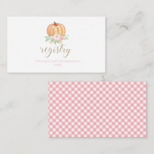 Pompoen Baby Shower Bloemen Plaid cadeau registrat Informatiekaartje