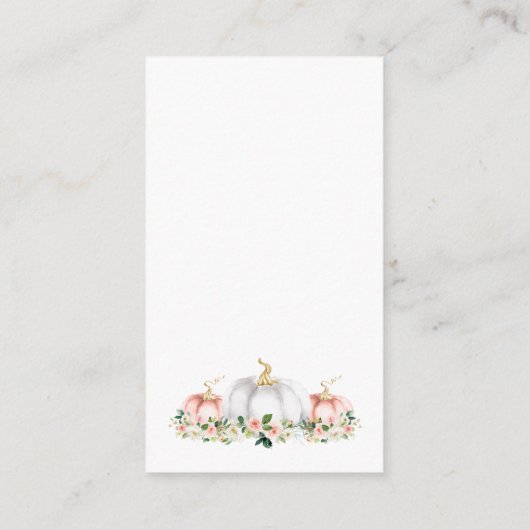 Pompoen Baby shower Blush Pink Gold Display Shower Informatiekaartje (Achterkant)