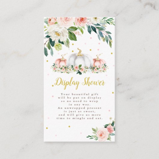 Pompoen Baby shower Blush Pink Gold Display Shower Informatiekaartje (Voorkant)