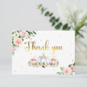 pompoen Baby shower blush roze en goud dank u Bedankkaart (Staand voorkant)