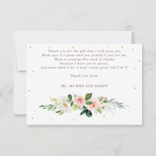 pompoen Baby shower blush roze en goud dank u Bedankkaart (Achterkant)