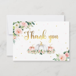 pompoen Baby shower blush roze en goud dank u Bedankkaart