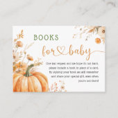 Pompoen Baby shower Blush Roze Herfst Boeken voor Informatiekaartje (Voorkant)