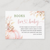 Pompoen Baby shower Blush Roze Herfst Boeken voor  Informatiekaartje (Voorkant)