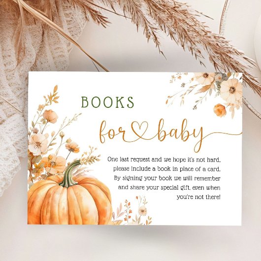 Pompoen Baby shower Blush Roze Herfst Boeken voor Informatiekaartje