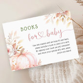 Pompoen Baby shower Blush Roze Herfst Boeken voor  Informatiekaartje