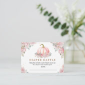 Pompoen Baby shower Blush Roze Herfst Luier Raffle Informatiekaartje (Staand voorkant)