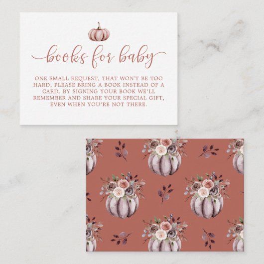Pompoen Baby shower Boek aanvraag Behuizing Kaart (Voorkant / Achterkant)