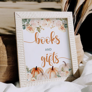 Pompoen Baby shower boeken en geschenken teken Poster