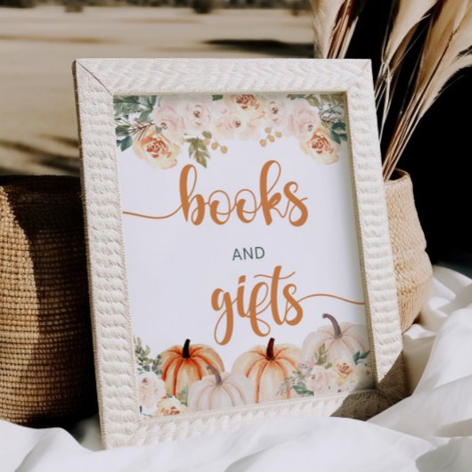 Pompoen Baby shower boeken en geschenken teken Poster