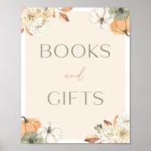 Pompoen Baby shower boeken en geschenken teken Poster (Voorkant)